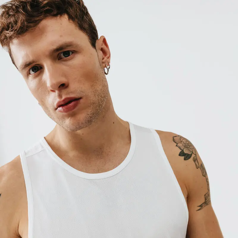 Kalenji Camiseta Running Dry Hombre Blanco Sin Mangas Transpirable - Imagen 4