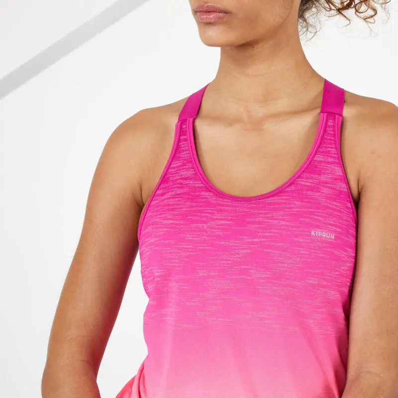 Camiseta Running Sin Mangas Sujetador Integrado Mujer Kiprun Care Rosa Degradado - Imagen 5