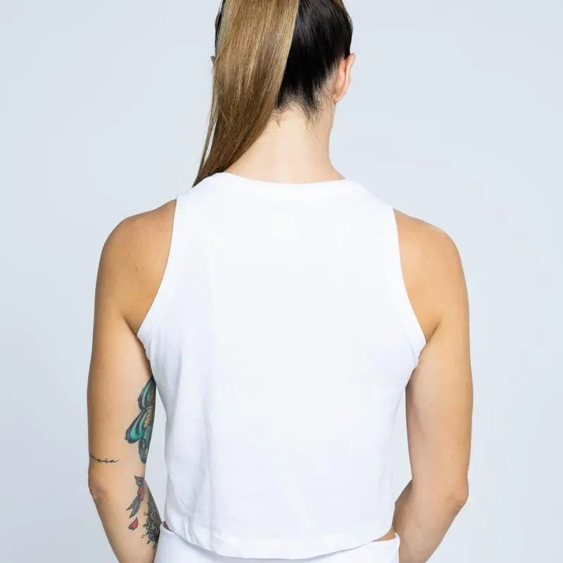 THE RUNNING REPUBLIC Camiseta Sin Mangas Ajustada Top De Poliéster Reciclado De Mujer TRR Blanca - Imagen 2