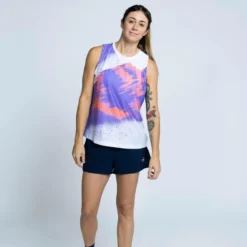 THE RUNNING REPUBLIC Camiseta Sin Mangas Top De Poliéster Reciclado De Mujer TRR Blanca Multicolor