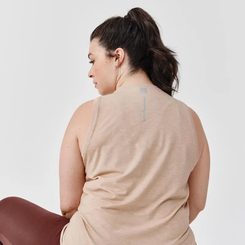 Kalenji Camiseta Sin Mangas Transpirable Running Mujer - Soft Beige - Imagen 3