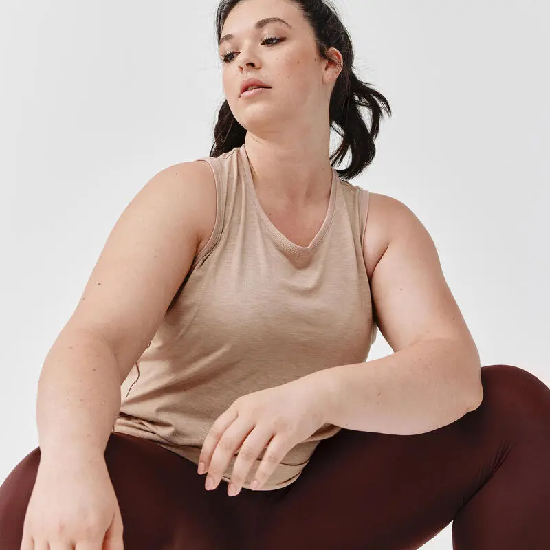 Kalenji Camiseta Sin Mangas Transpirable Running Mujer - Soft Beige - Imagen 4