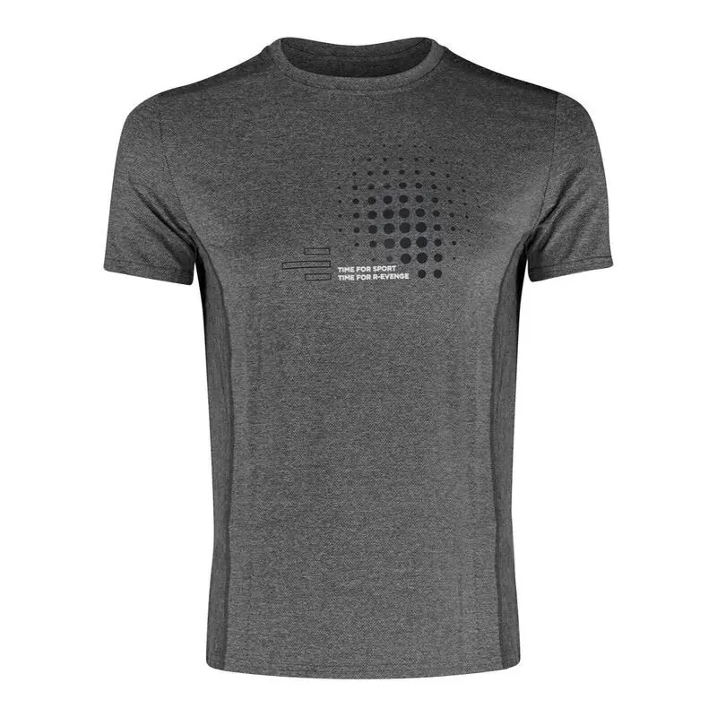 R-EVENGE Camiseta Técnica Manga Corta Hombre Fitness Running Cardio Gris - Imagen 2