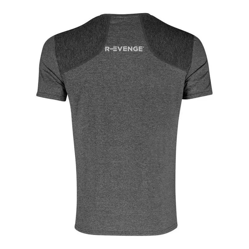 R-EVENGE Camiseta Técnica Manga Corta Hombre Fitness Running Cardio Gris - Imagen 3