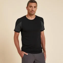 KIMJALY Camiseta Yoga Hombre Negro Sin Costuras Segunda Piel