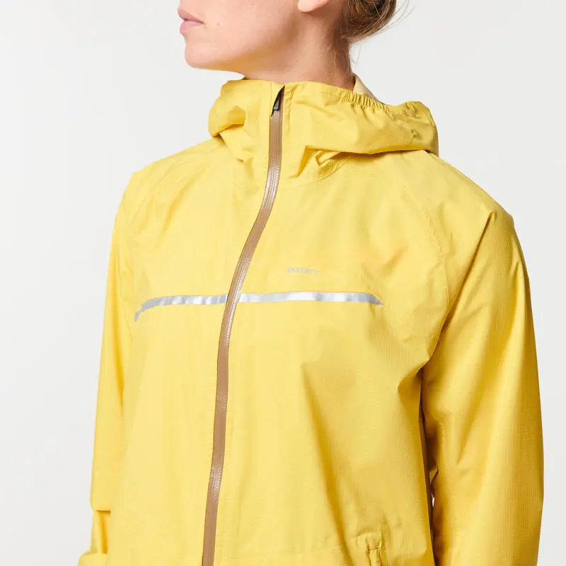 EVADICT Chaqueta Cortavientos Trail Running Impermeable Mujer Amarillo - Imagen 2