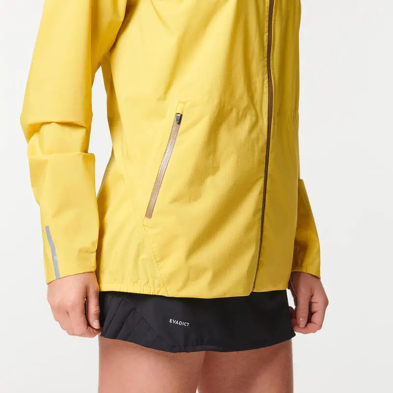 EVADICT Chaqueta Cortavientos Trail Running Impermeable Mujer Amarillo - Imagen 3