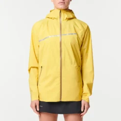 EVADICT Chaqueta Cortavientos Trail Running Impermeable Mujer Amarillo