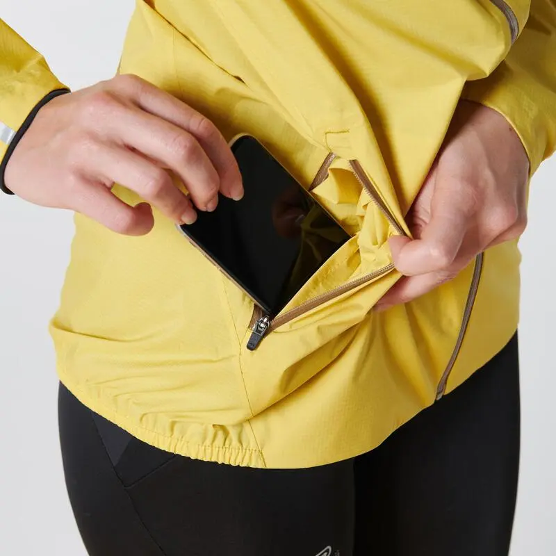 EVADICT Chaqueta Cortavientos Trail Running Impermeable Mujer Amarillo - Imagen 5