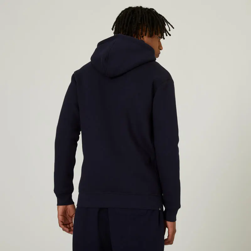 Chaqueta Fitness Capucha Y Cremallera Hombre Domyos 520 Azul Marino - Imagen 2