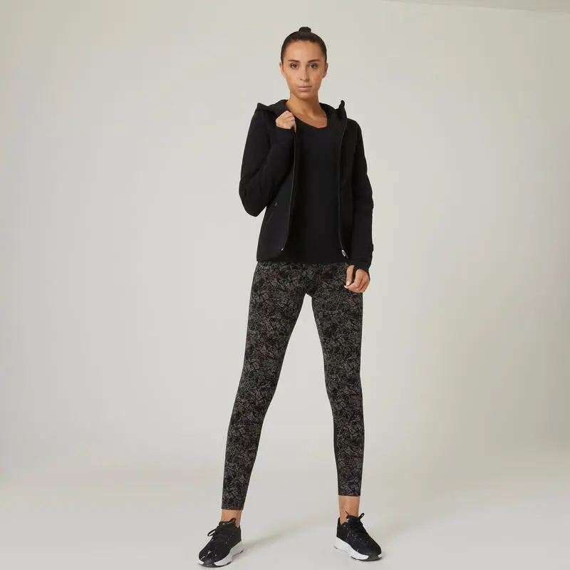 Chaqueta Fitness Con Capucha Mujer Domyos 560 Negro - Imagen 3