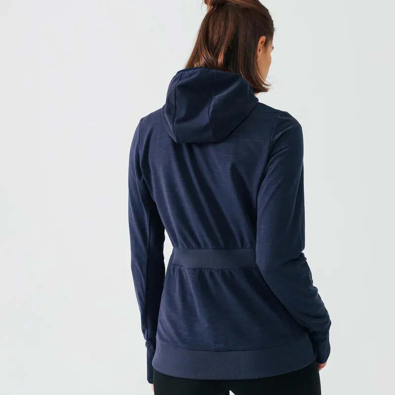 Kalenji Chaqueta Running Mujer Capucha Warm Azul Oscuro - Imagen 2
