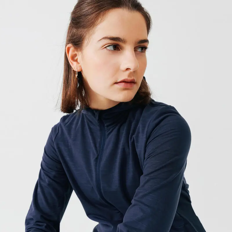 Kalenji Chaqueta Running Mujer Capucha Warm Azul Oscuro - Imagen 4