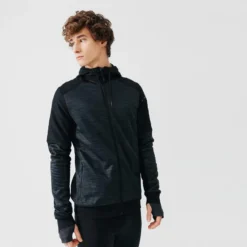 Kalenji Chaqueta Sudadera Running Cálida Hombre Negra