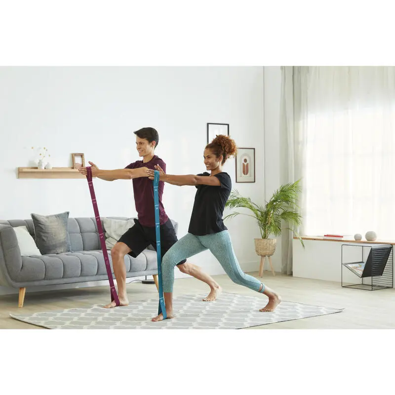 Domyos Cinta Elástica Fitness Burdeos Textil Resistencia 10 kg - Imagen 2