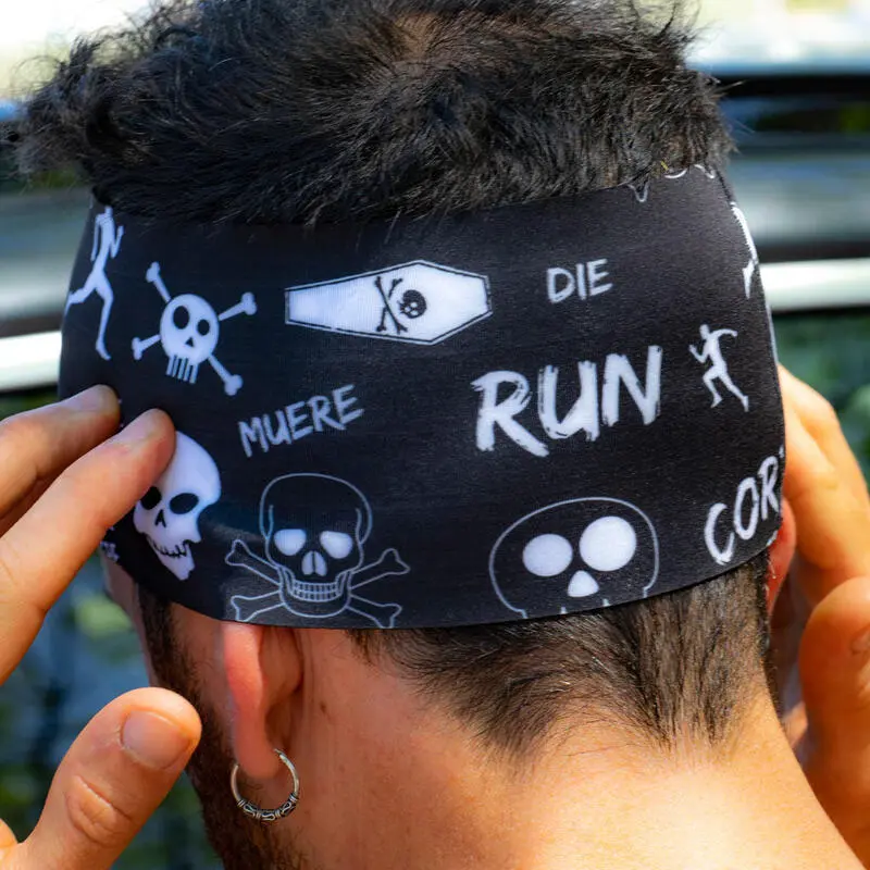 Cinta Para La Cabeza HEADBAND #CORREOMUERE Unisex KAMUABU Negra Corte Láser - Imagen 3