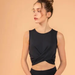 KIMJALY Crop Top Premium Yoga Negro