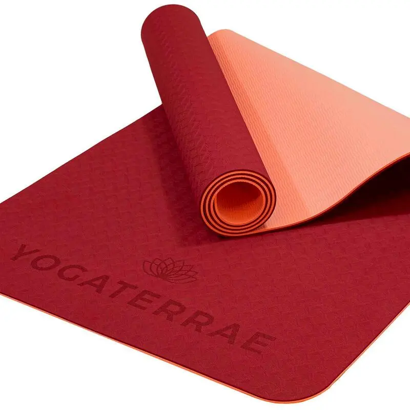 YOGATERRAE Esterilla De Yoga TPE Coral Bordeaux + Correa De Transporte Y Estiramiento - Imagen 2