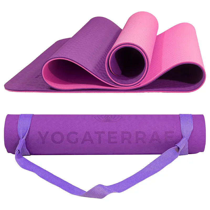 YOGATERRAE Esterilla De Yoga TPE Coral Bordeaux + Correa De Transporte Y Estiramiento - Imagen 6