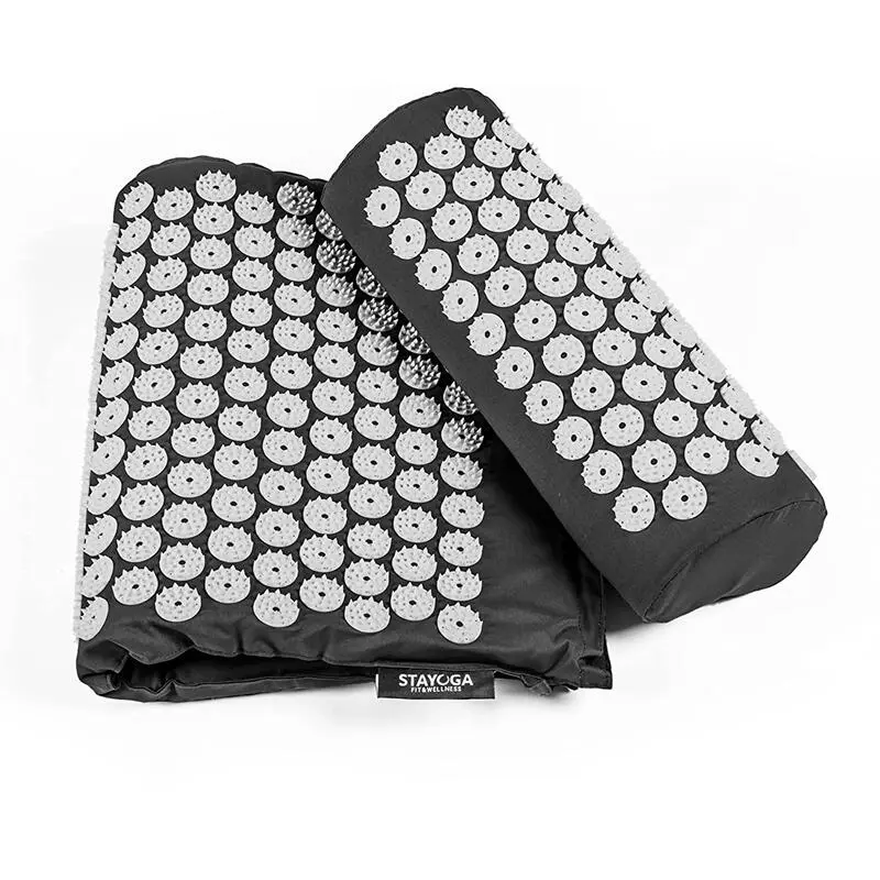 STAYOGA Esterilla Set De Masaje Acupuntura Negro Algodón Orgánico - Imagen 2