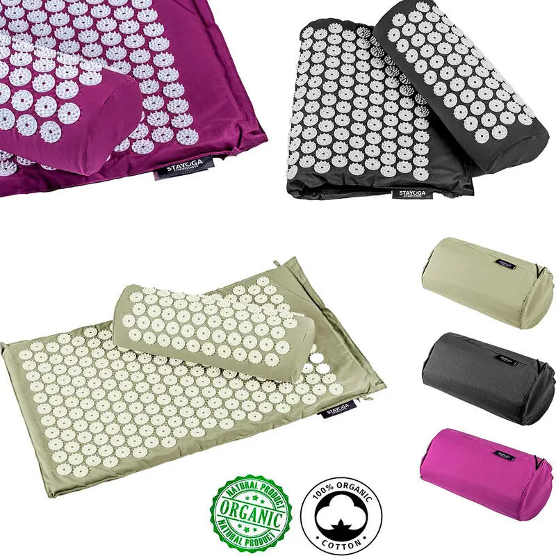 STAYOGA Esterilla Set De Masaje Acupuntura Negro Algodón Orgánico - Imagen 4