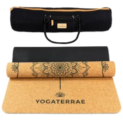 YOGATERRAE Esterilla Yoga De Corcho Y Caucho Natural + Correa + Bolsa De Transporte