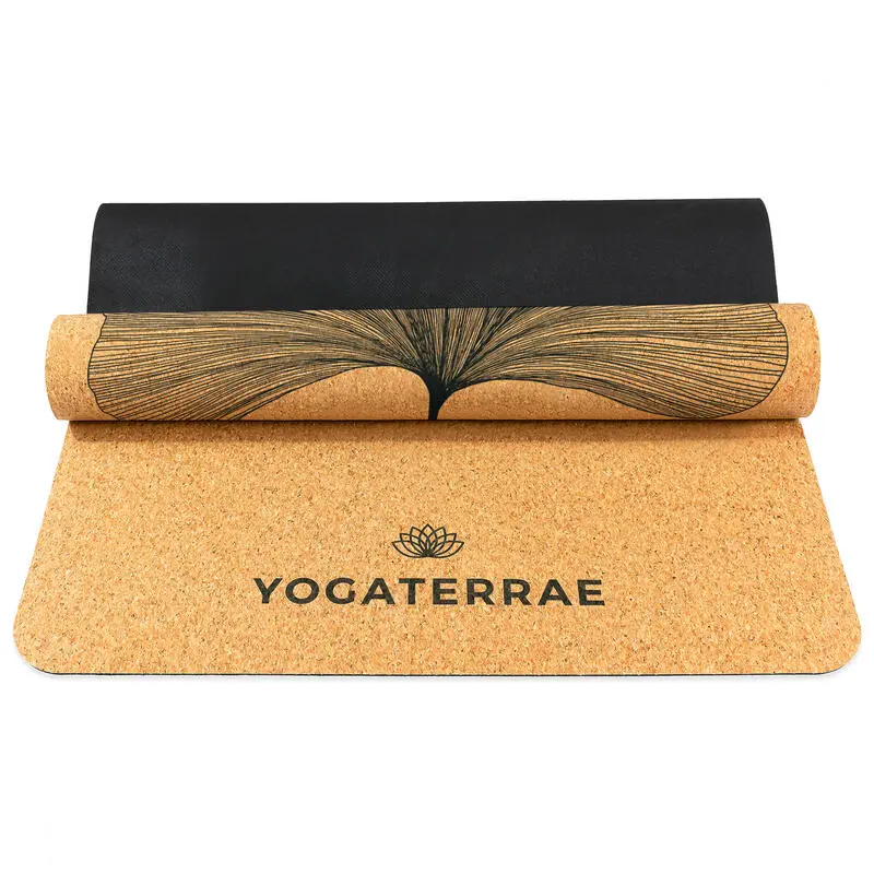 YOGATERRAE Esterilla Yoga De Corcho Y Caucho Natural + Correa De Transporte Y Estiramiento - Imagen 5
