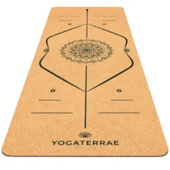 YOGATERRAE Esterilla Yoga De Corcho Y Caucho Natural + Correa De Transporte Y Estiramiento