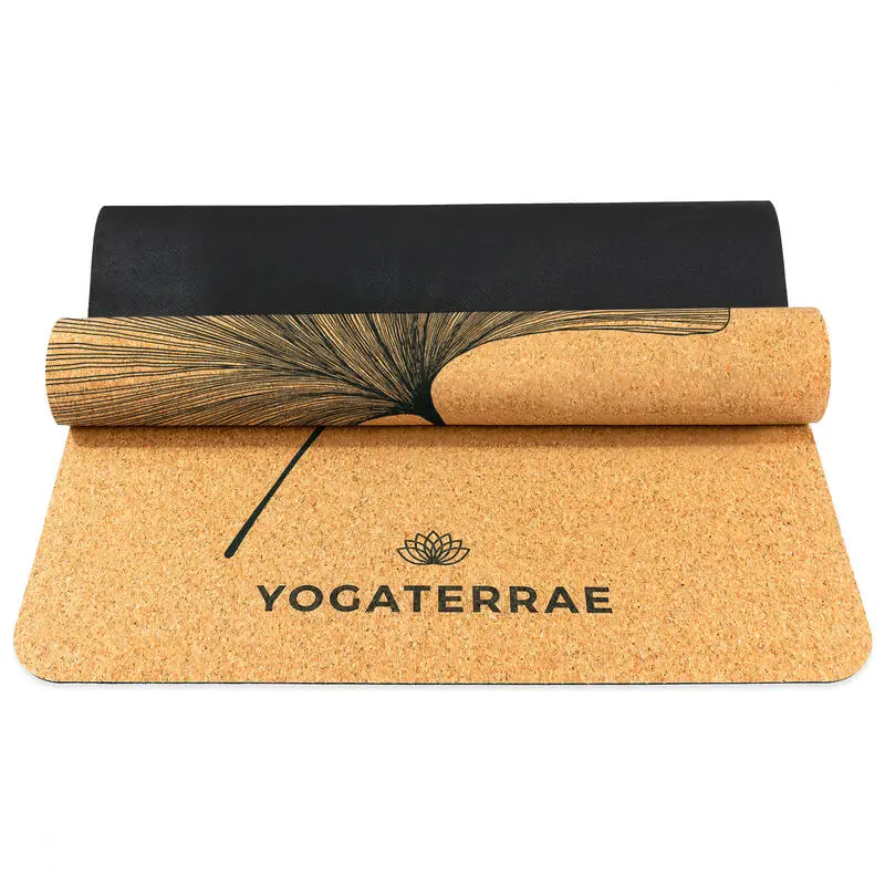 YOGATERRAE Esterilla Yoga De Corcho Y Caucho Natural + Correa De Transporte Y Estiramiento - Imagen 5