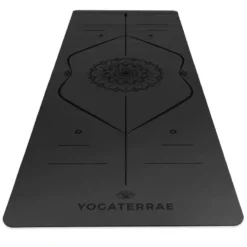 YOGATERRAE Esterilla Yoga Negro PU Y Caucho Natural MANDALA LINEA DE CUERPO