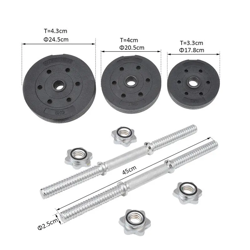 Juego De Mancuernas HOMCOM Negro 40KG Ajustable Ø24,5x4,3 Cm - Imagen 3