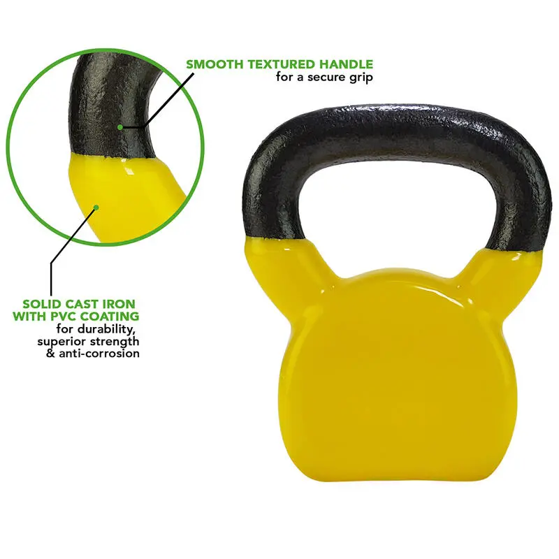 Tunturi Kettlebell - Vinilo - 6 Kg - Amarillo - Imagen 2