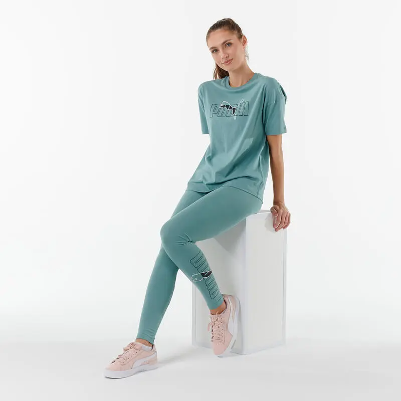 Leggings Fitness Puma Mujer Verde Algod贸n Largos - Imagen 4