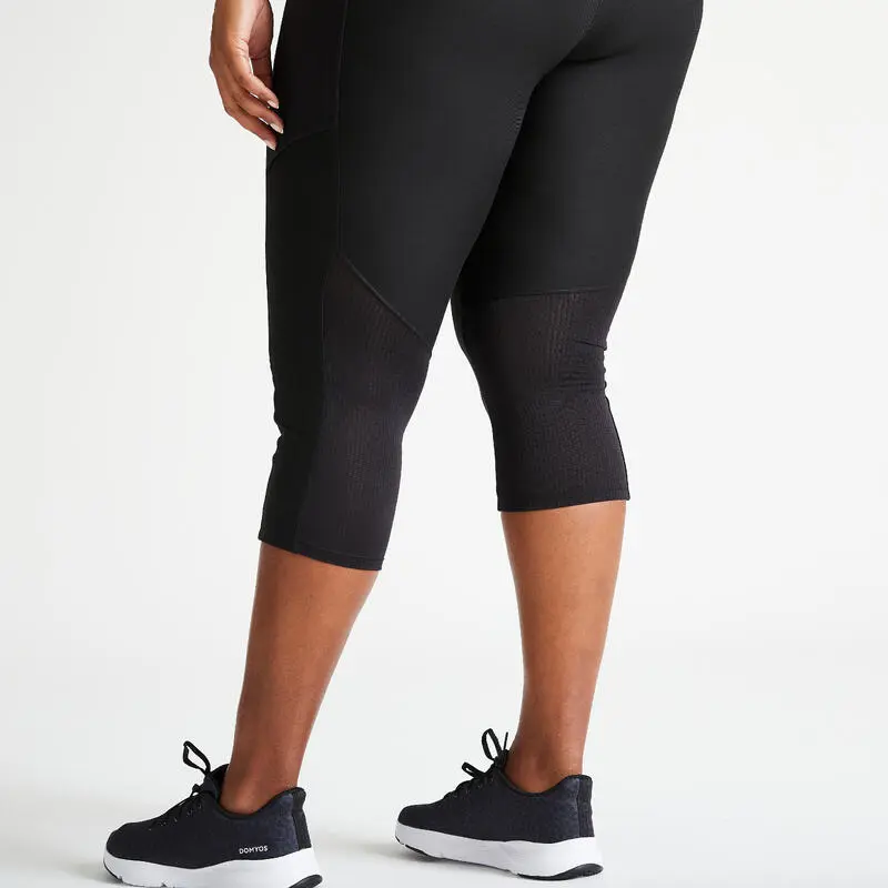 Leggings Fitness Talla Grande Con Bolsillo Teléfono Domyos Negro - Imagen 2