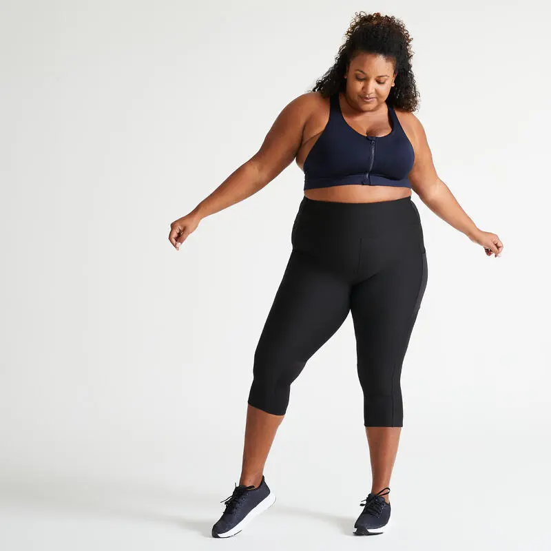 Leggings Fitness Talla Grande Con Bolsillo Teléfono Domyos Negro - Imagen 3