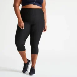 Leggings Fitness Talla Grande Con Bolsillo Teléfono Domyos Negro