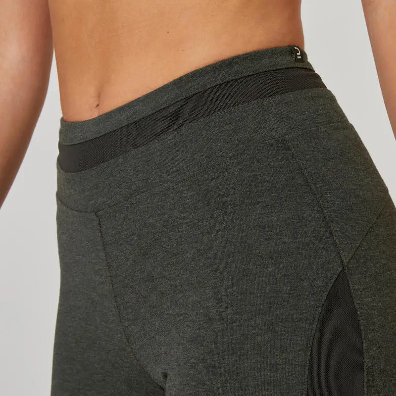 Leggings Mallas Ciclistas Fitness Mujer Domyos 520 Gris - Imagen 5