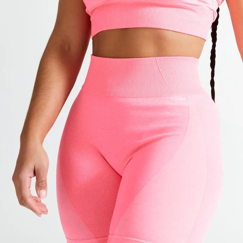 Domyos Leggings Mallas Fitness Ciclistas Talle Alto Sin Costuras Mujer 900 Rosa - Imagen 3