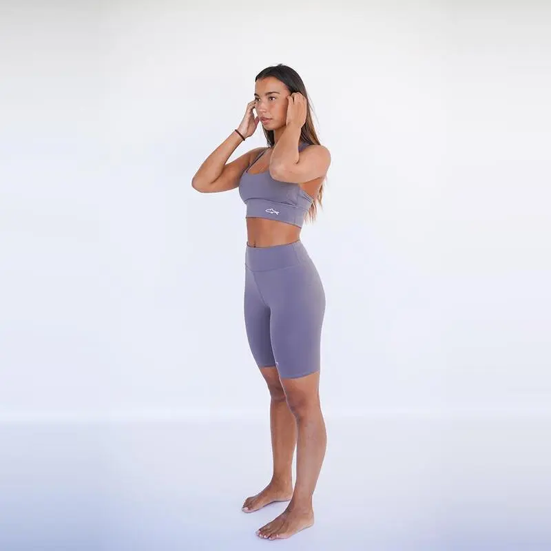 Leggings Mallas Fitness Cortos Sostenible Poliéster Mujer Fitplanet Shark Gris - Imagen 2