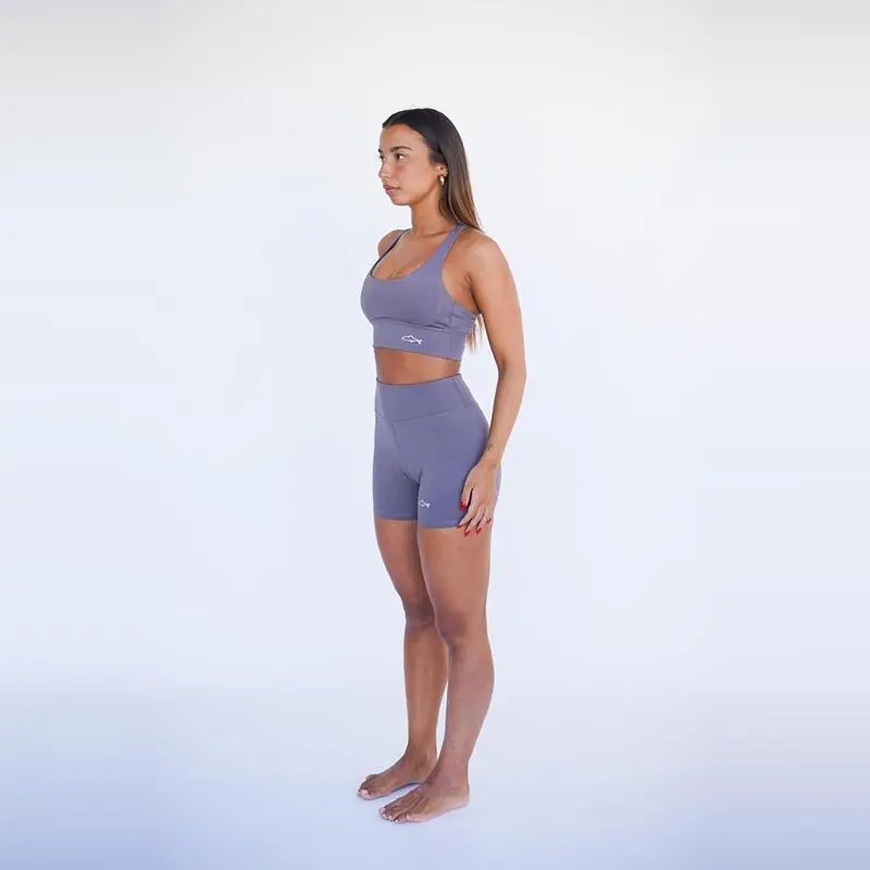 Leggings Mallas Fitness Cortos Sostenible Poliéster Mujer Fitplanet Shark Gris - Imagen 2