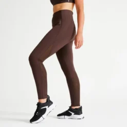 Domyos Leggings Mallas Fitness Efecto Vientre Plano Talle Alto Moldeadores Mujer Marrón