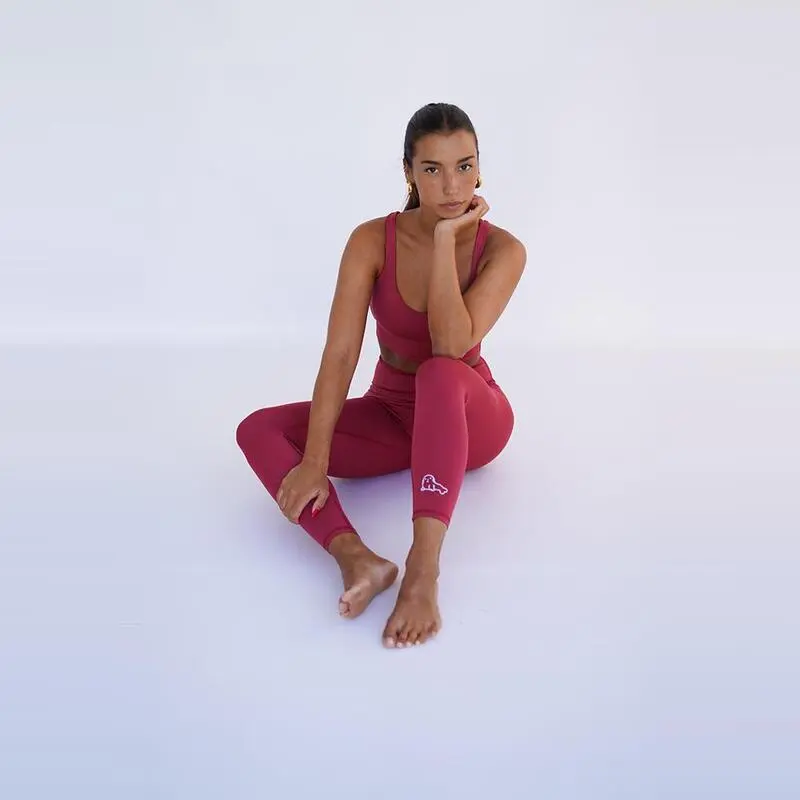 Leggings Mallas Fitness Largas Sostenibles Poliéster Mujer Fitplanet Seal Rojo - Imagen 5