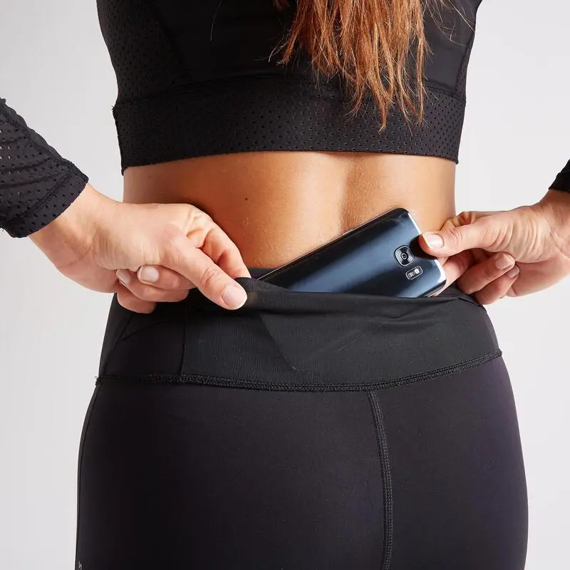 Leggings Mallas Fitness Largas Talle Alto Mujer Domyos Negro - Imagen 3