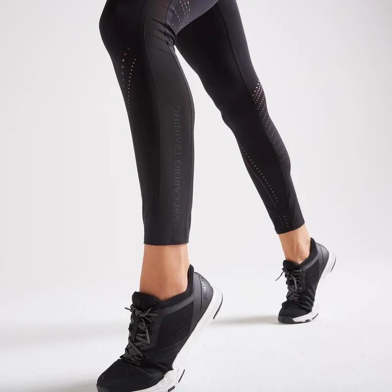 Leggings Mallas Fitness Largas Talle Alto Mujer Domyos Negro - Imagen 4