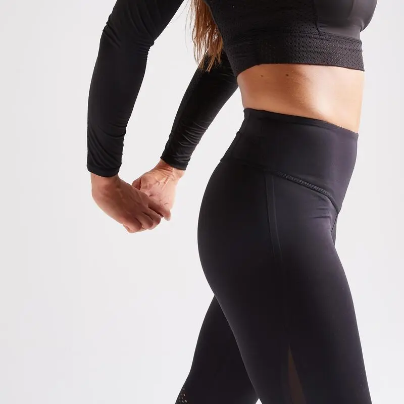 Leggings Mallas Fitness Largas Talle Alto Mujer Domyos Negro - Imagen 5
