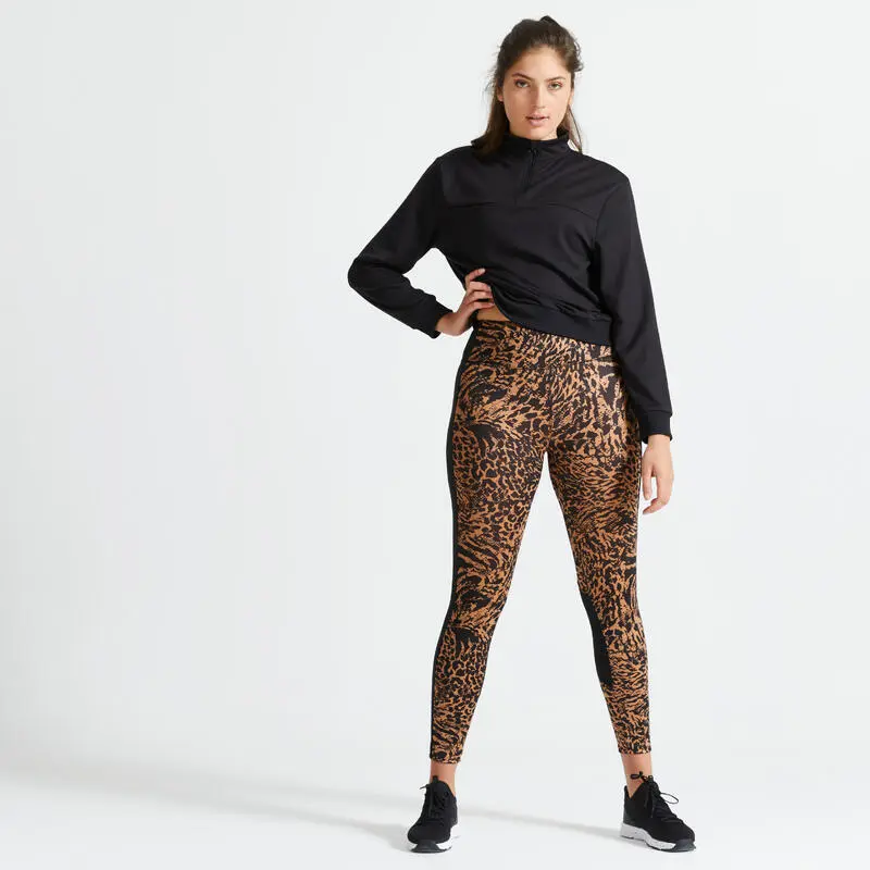 Domyos Leggings Mallas Fitness Largos Talle Alto 120 Mujer Animal Print - Imagen 3