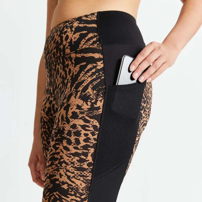 Domyos Leggings Mallas Fitness Largos Talle Alto 120 Mujer Animal Print - Imagen 4