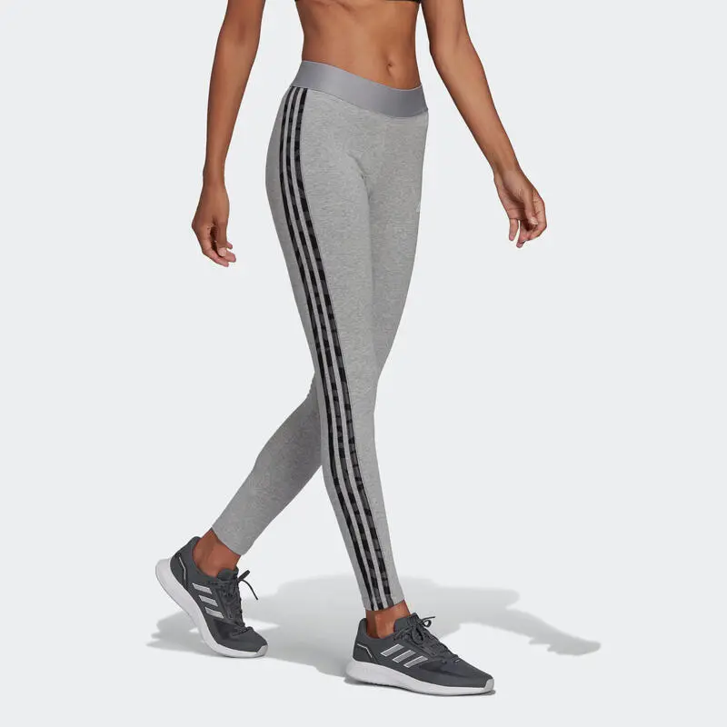 Leggings Mallas Fitness Mujer Adidas 3s Essential Gris - Imagen 3
