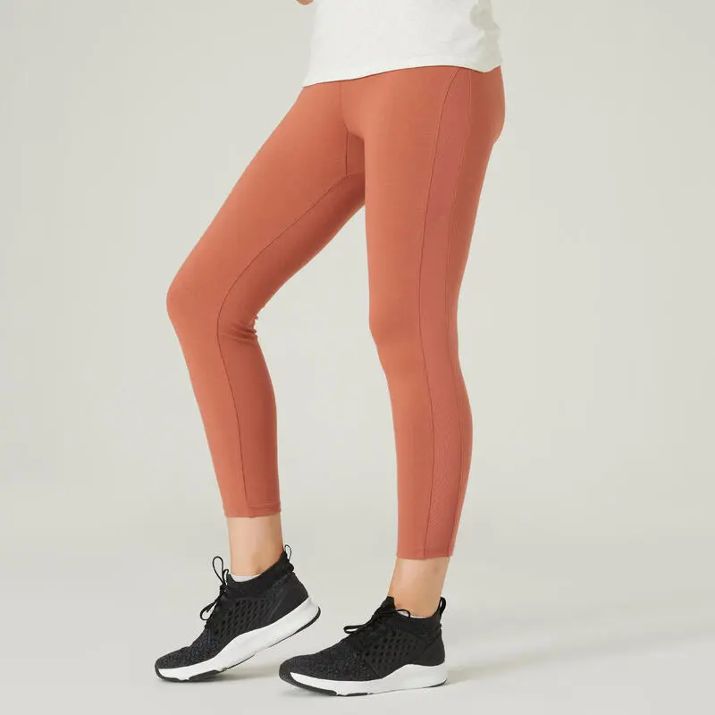 Domyos Leggings Mallas Fitness Slim 7/8 Mujer 520 Sepia