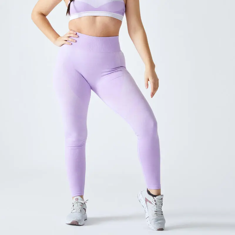 Leggings Mallas Fitness Tiro Alto Seamless Mujer Domyos 900 Negro - Imagen 6